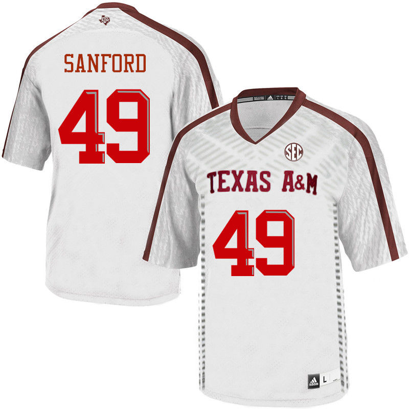 Men #49 Dirk Sanford Texas A&M Aggies College Football Jerseys-White - Click Image to Close